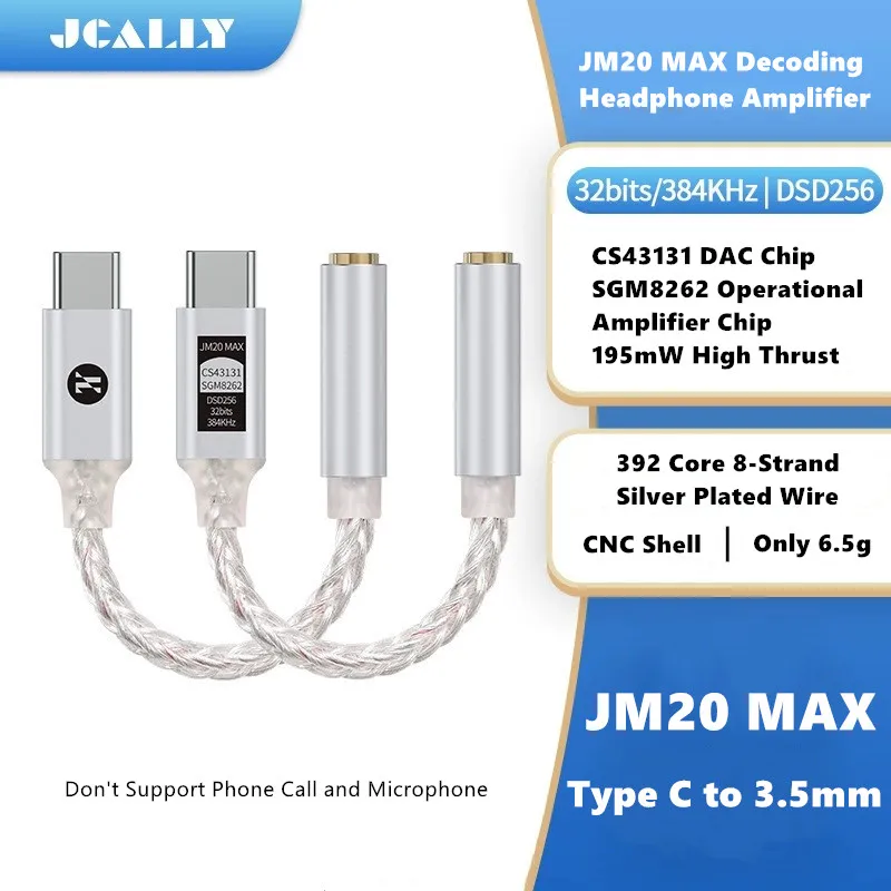 JCALLY JM20 Max Portable Code Amplifier Type C to 3.5mm Adapter