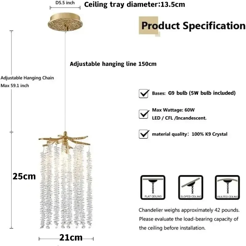 Ceiling Chandelier Long Crystal Ceiling Chandelier For Bedroom Kitchen Table Living Dining Room Gold Crystal Branch Hanging Chandelier Lights