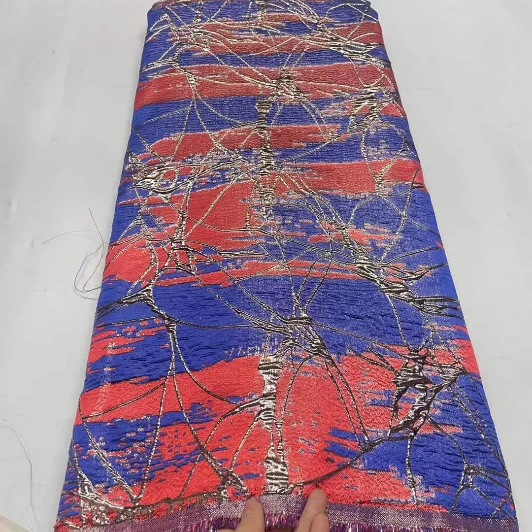

Nigerian Mix-color Brocade Lace Fabrics 2023 High Quality African Lace Fabric Embroidery Jacquard Tissue For Wedding Sewing