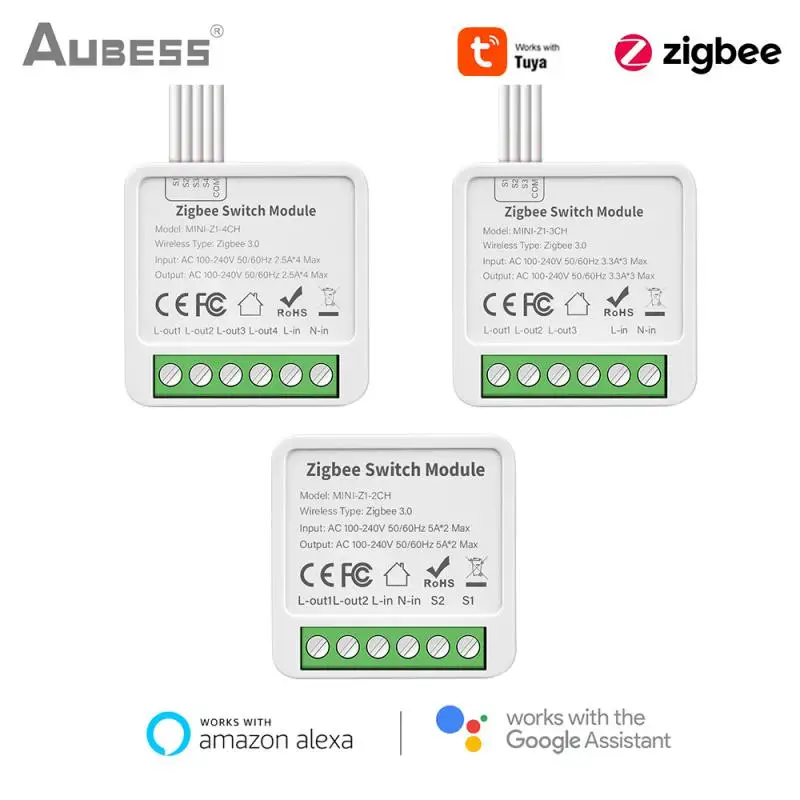 Tuya Zigbee 2/3/4Gang Smart Gang Switch Module 2 Way Control Diy Breaker Smart Life Smart Home Funziona Con Alexa Google Home