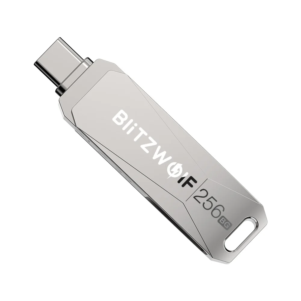 Tipo-c Usb Flash Drive Transmissão Ultra-rápida Rotação 360 ° Disco de Liga de Zinco 256gb 256gb Usb 3.0 em Blitzwolf-bw-upc2 - Imagem 4