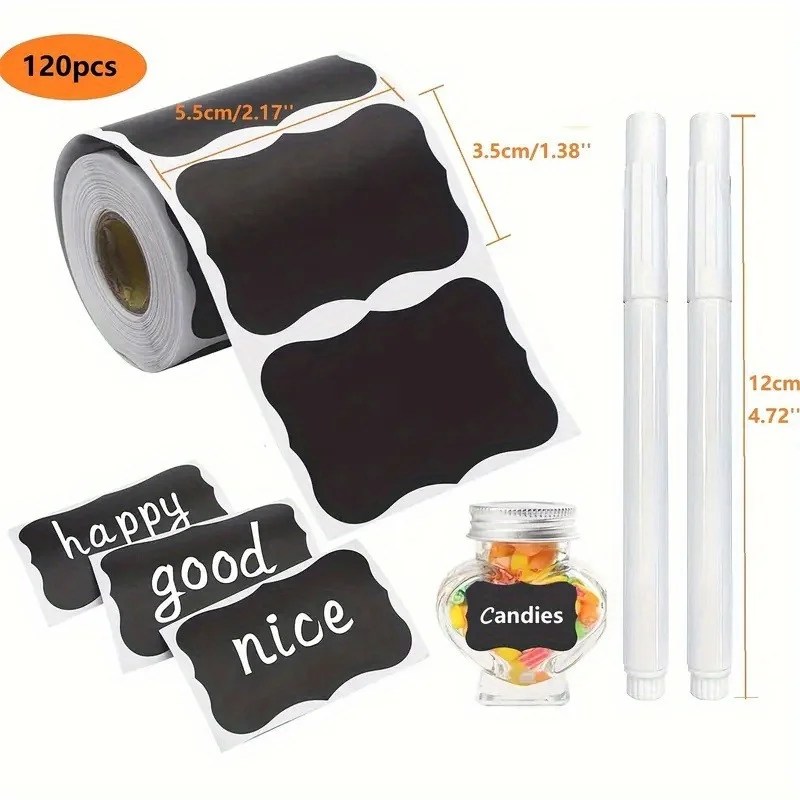 Black Label Waterproof Reusable Blackboard Sticker 120/300pcs for Kitchen Office Party