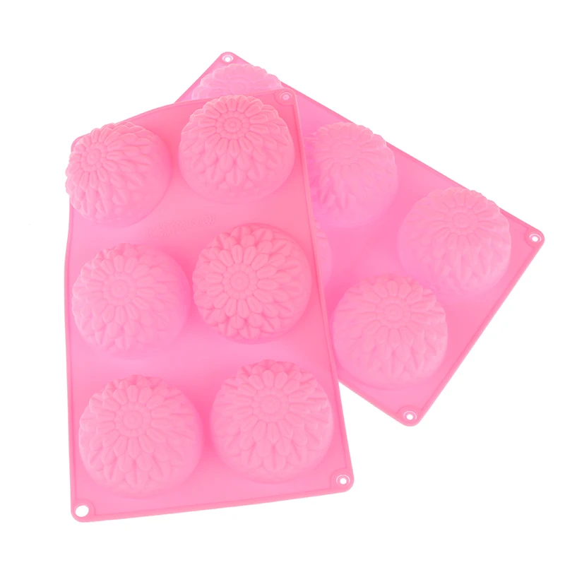 3D Chrysanthemums Silicone Mold DIY Flowers Soap Candle Molds Sunflower Cake Decoration Tools 6 Grids Resin Mold