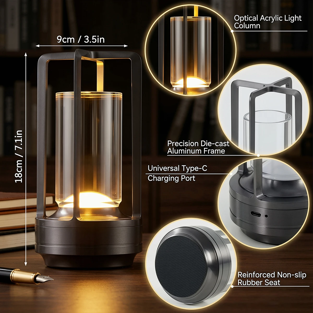 무선 LED 테이블 야간 조명 충전식 2000mAh 책상 램프 야외 캠핑 분위기 조명 창의적인 침실 야간 조명