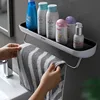 ECOCO Bathroom Storage Rack Shower Shelf Punch Drill Free Adhesive Cosmetic Organizer On Wall Towel Hanger Kitchen Organizer 1