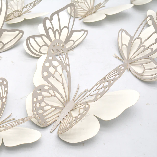 Új Dupla Rétegű Rózsaszín Üreges Pillangó 3D-S Dekoratív Szimulációs Pillanatok Esküvői Fesztivál Otthoni Dekoráció Falmatricák 20 Db - Image 4