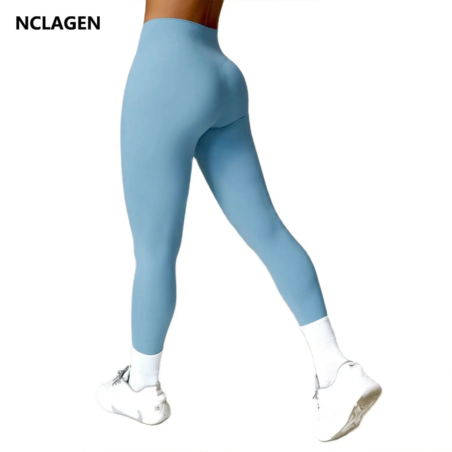 

NCLAGEN Quick Dry Tight High Waist Yoga Pants with Tight Abdomen and Hip Lifting Fitness Pants for Naked Outwear Running Sports