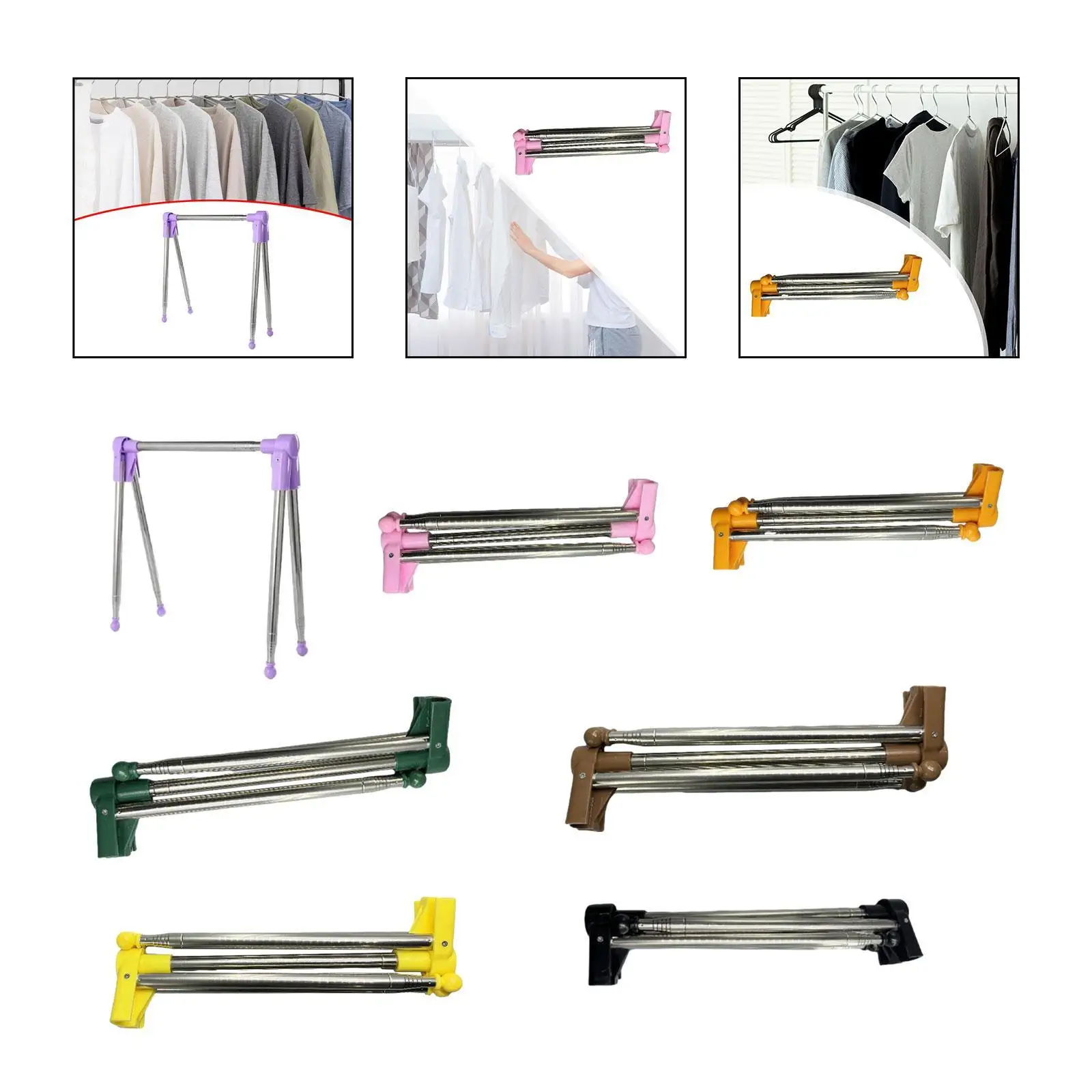Portable Travel Garment Rack Metal Clothes Rail for Dance Outdoor Hotel Room