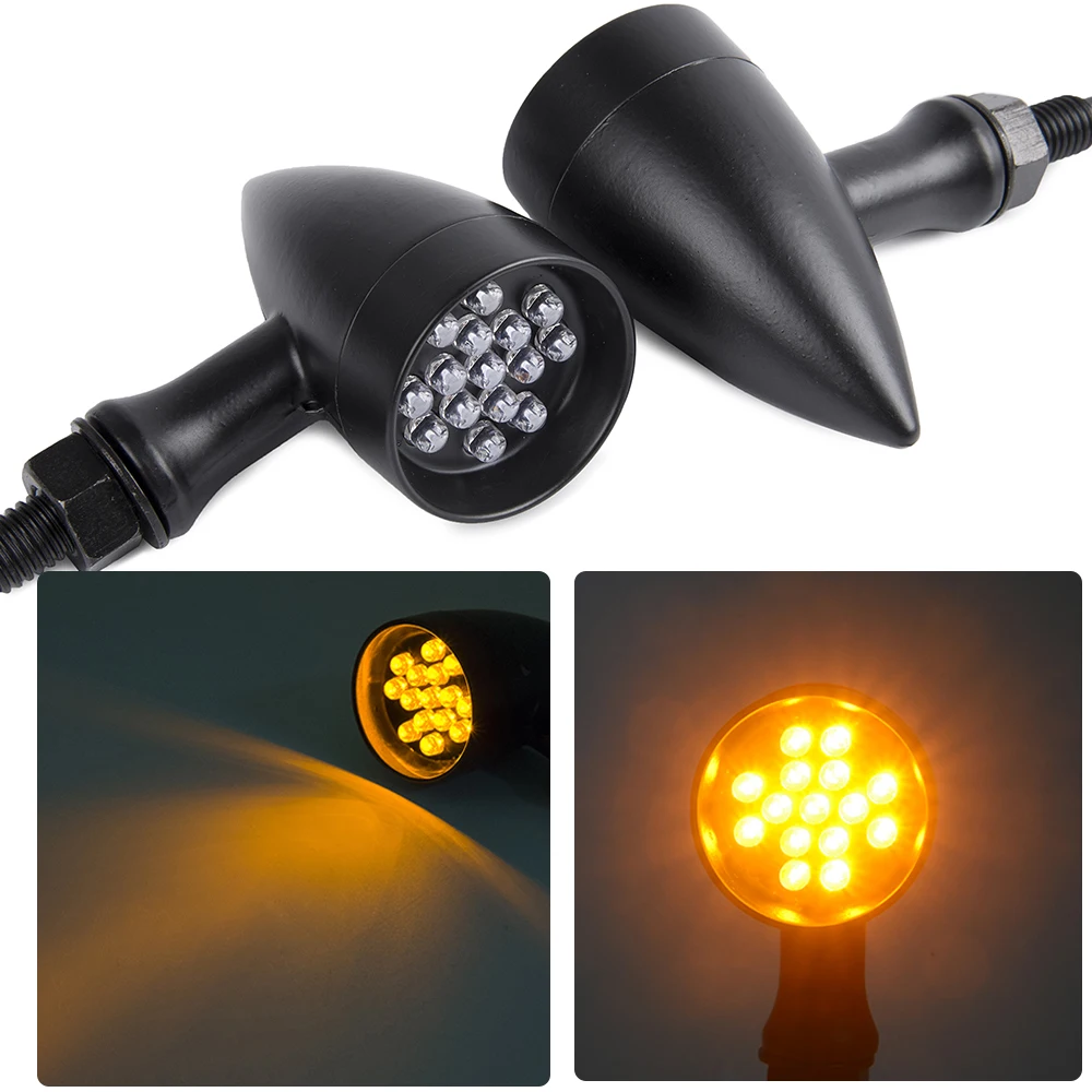 

Мотоциклетные индикаторы поворота для Harley Sporster Softail Bobber, лампа черного и янтарного цвета, 15 светодиодов