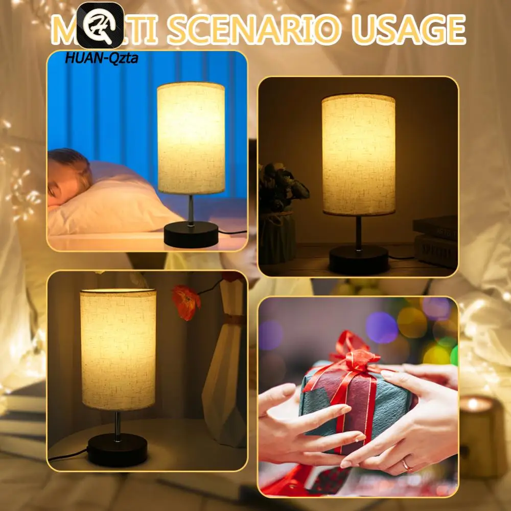 모던 침대 옆 램프, USB 포트, 야간 스탠드 램프, 무단 디밍 침실 주변 조명, 3 기어 LED 책상 램프, 홈 오피스 침실용