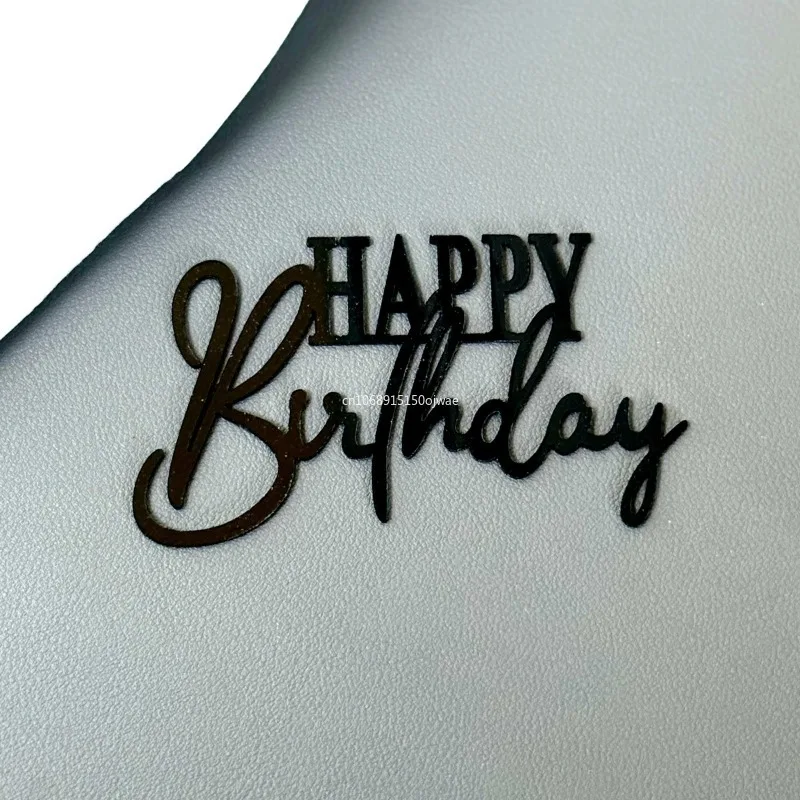1Pcs Simple Style Happy Birthday Cake Toppers Gold Acrylic Side Birthday Cake Decoration Topper for Baby Dessert Decoration