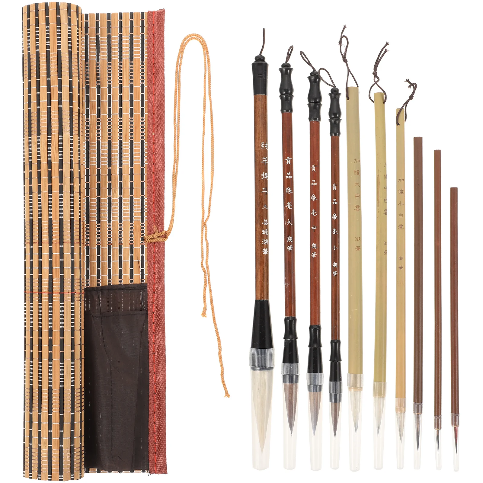 6/9/12/16 pezzi set di pennelli per calligrafia cinese con porta pennelli in bambù arrotolabile Sumi ptura scrtura pennello per acquerello Kanji Art  21