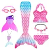 N52O Girls Swimming Mermaid Tails Costume Cosplay Children the Little Mermaid Swim Swimsuit Bikini Set for Kids with Monofin N*