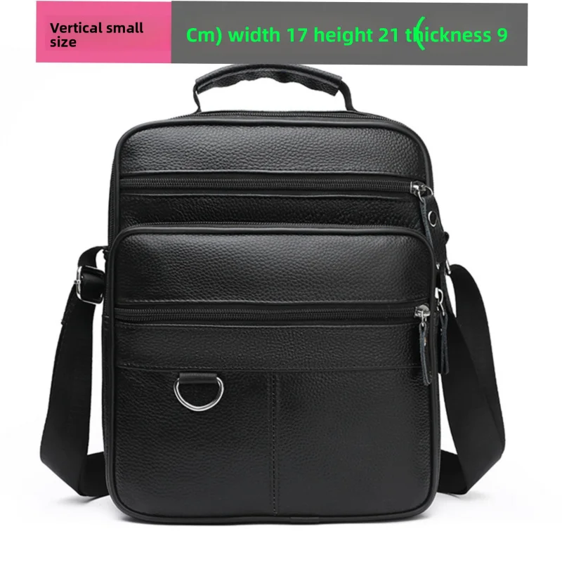 Vertical Genuine Leather Single Shoulder Bag Top Layer Cowhide Men's Casual Hipster Crossbody Trendy Multifunctional Backpack
