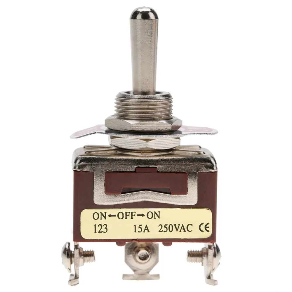3위치 3핀 순간 토글 스위치 15A 250V 12mm ON-Off-ON 토글 스위치 리셋 타입 간편 장착 SPDT 스위치