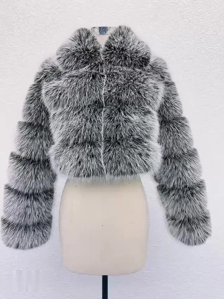 ZADORIN High Quality Cropped Fur Top FAUX Fox Fur Coat Woman Turn