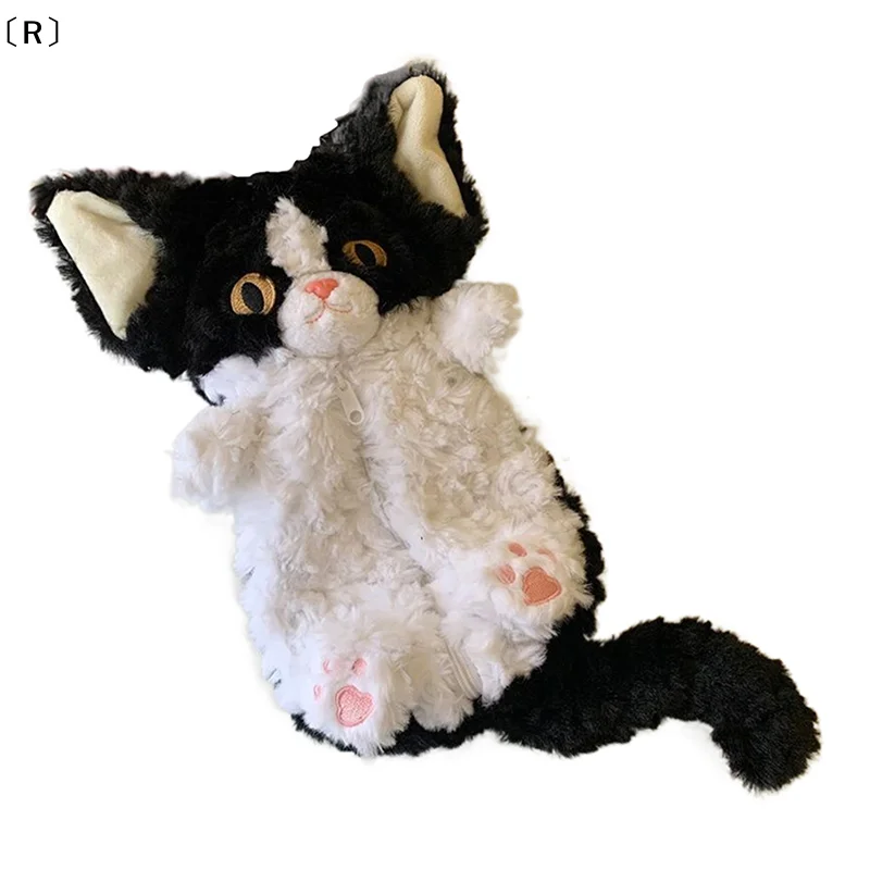 〔R〕크리에이티브 플러시 고양이 펜 가방 대용량 메이크업 가방 연필 파우치 여성용 다기능 카와이 문구류 보관함 여성용