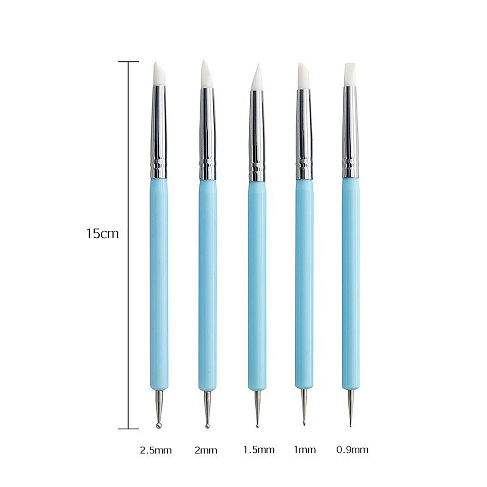 5/10 יחידות כלי פיסול מחמר סיליקון למברשת, דוגמאות, נקודות, אמנות ציפורניים, קרמיקה ופיסול בעצמך