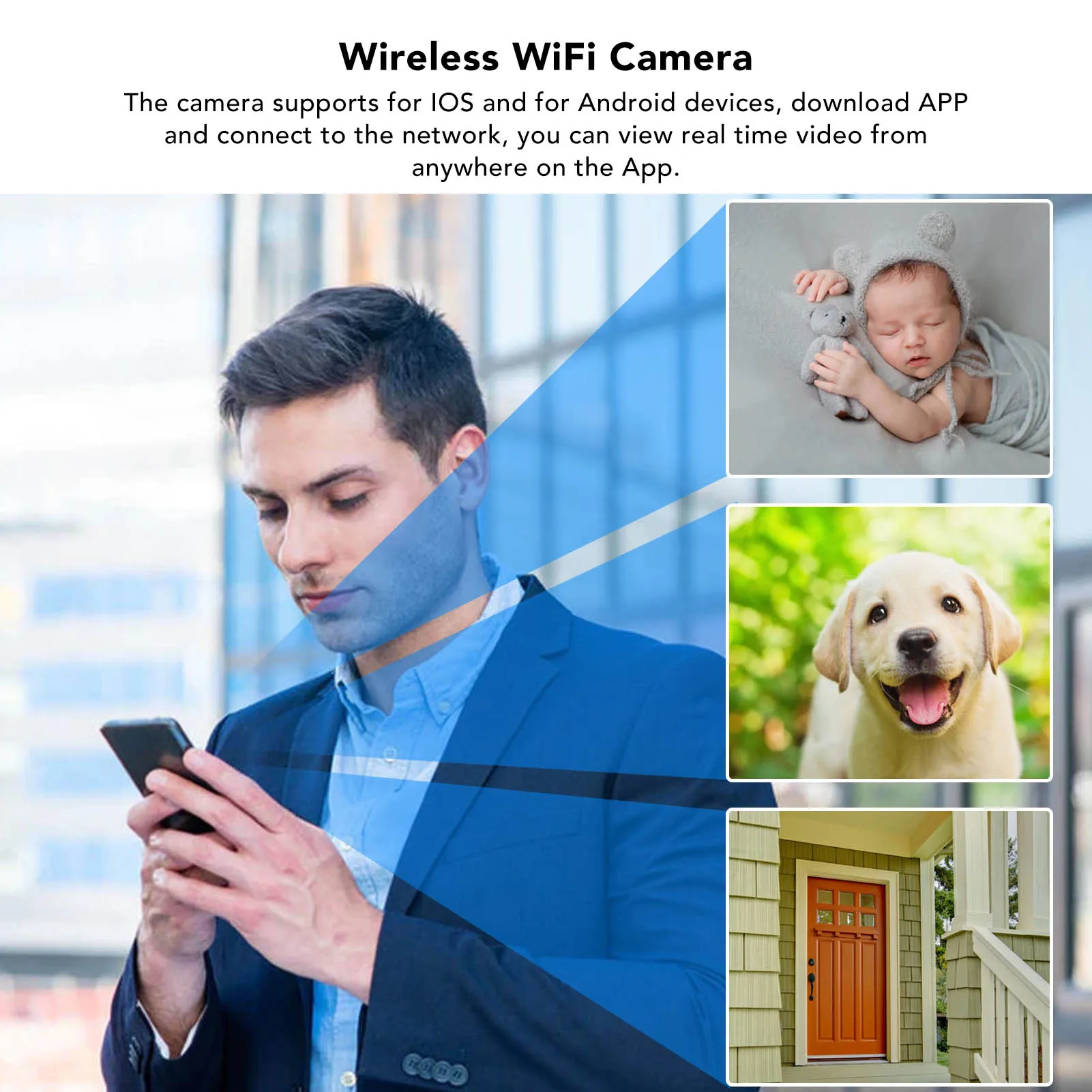 Surveillance System Wireless WiFi Camera 120&deg; Wide Angle 720P Mini Surveillance System CCTV for Children Elders Security Camera