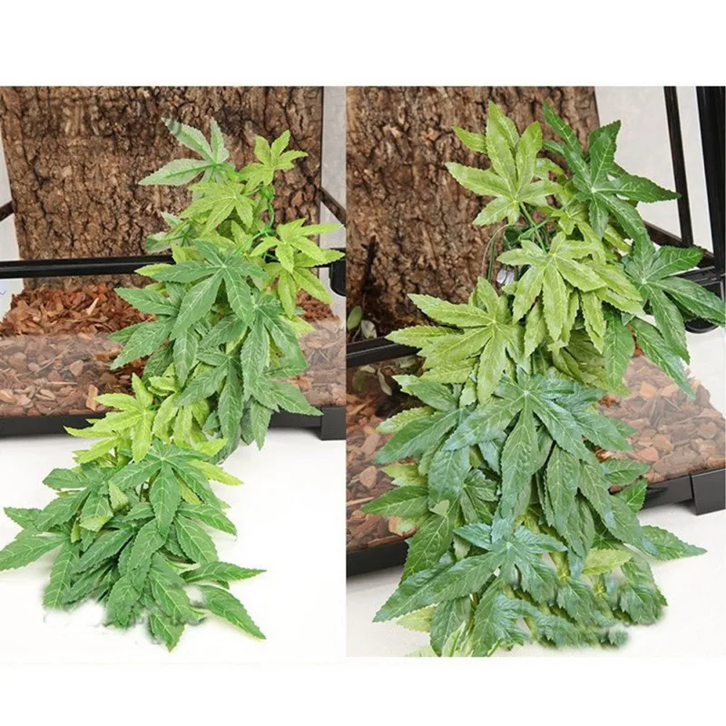 Aquarium accessories artificial plants reptile plastic leaves with sucker