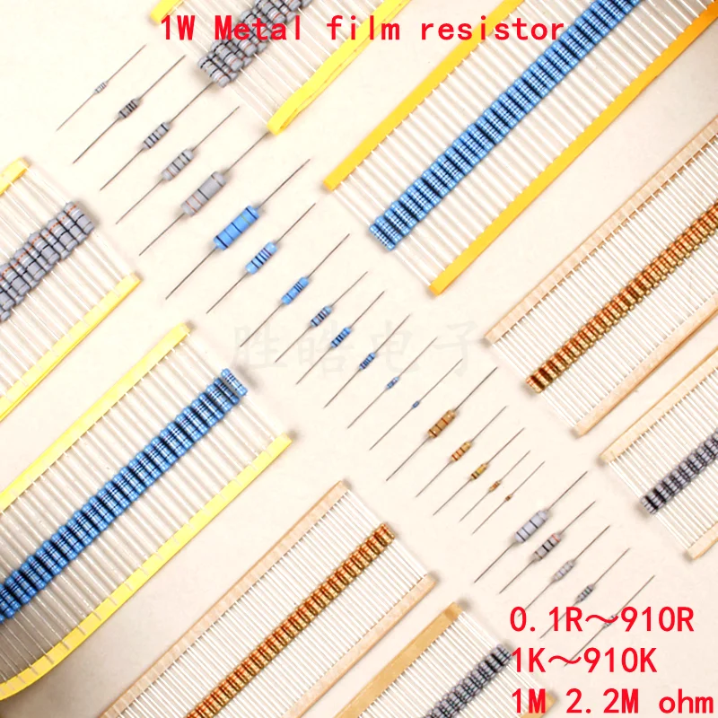 20piece 1W Metal Film Resistor 1% 0.1R ~ 2.2M 10R 22R 47R 100R 330R 1K 4.7K 10K 22K 47K 100K 330K 470K 2 1M Ohm Good Quality DIP 50pcs 1 2w metal film resistor 1% 1r 1m 1 2 10 22 47 100 330 ohm 1k 4 7k 10k 22k 47k 100k 330k 470k 2r 10r 22r 47r 100r 330r