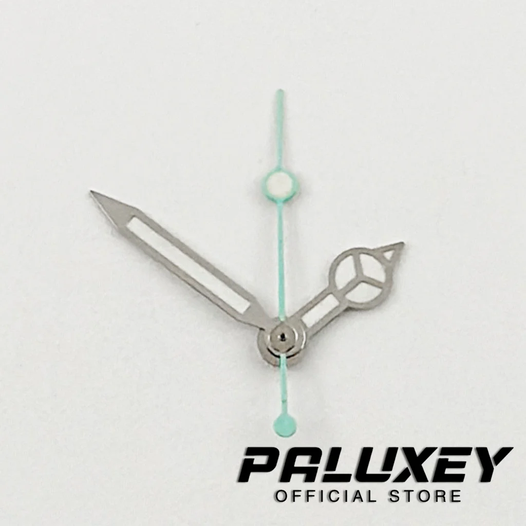 Ghost Hands with Blue, Green, and Red Accents - Luminous Green Watch Hands