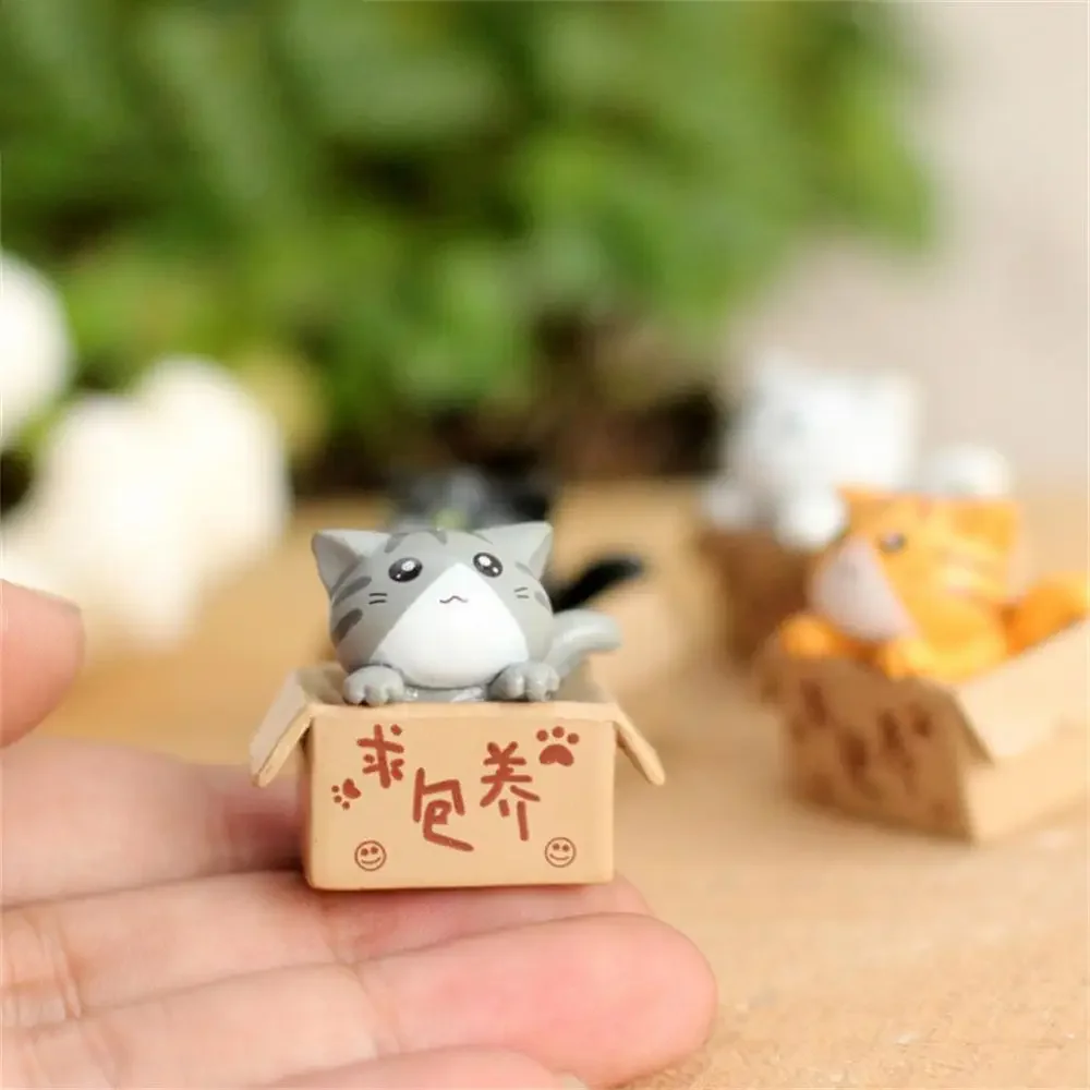 Kawaii Mini Cat Ornament Cute Garden Kitten Statue Gift For Kids Baby Room Decor Toy Figurines