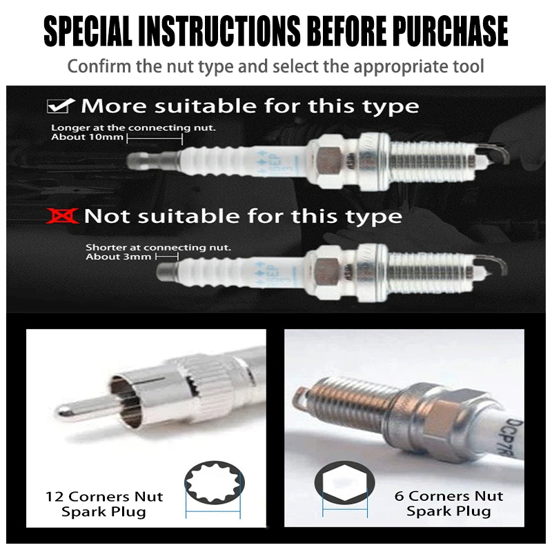 2pc 14mm & 16mm Thin Wall Magnetic Swivel Spark Plug Socket Set | 12-Point 3/8" Drive
