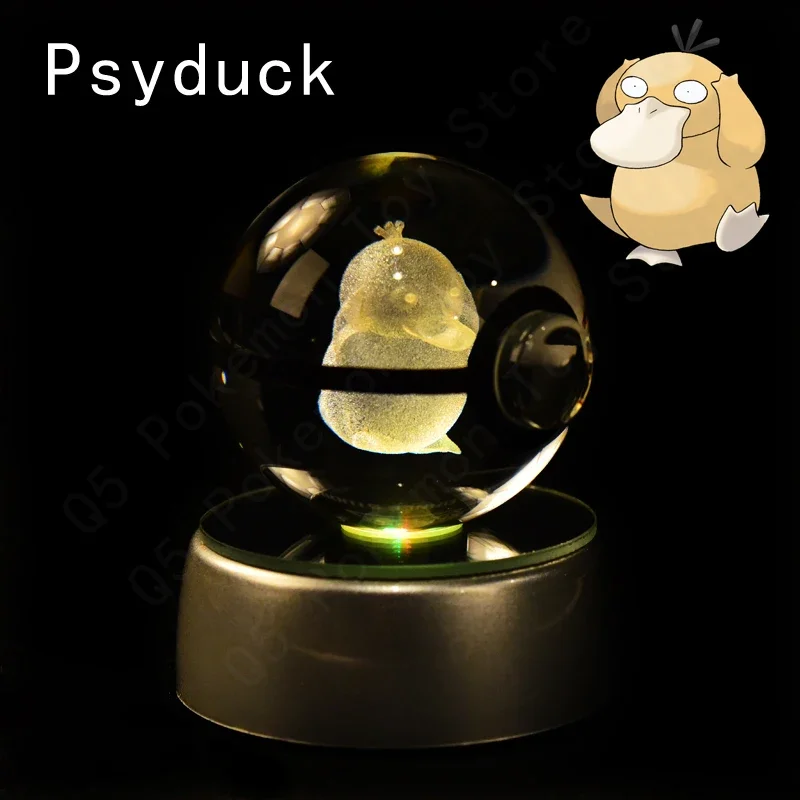 thumbnail image 1 of Bola de cristal de Pokémon 3D de 7 cm y 5 cm, Mewtwo, Pikachu, Gengar, bola de cristal de Pokémon, figura de Pokeball, luz nocturna, lámpara LED, base de regalo, 1 of 5
