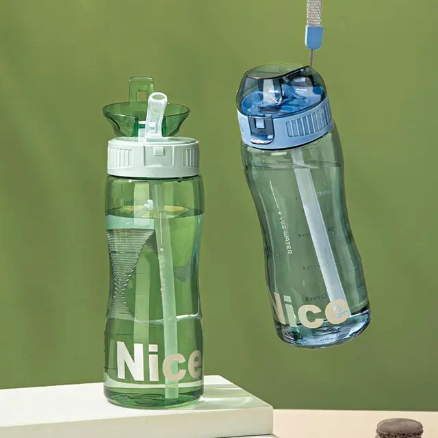 Portable Sport Tea Coffee Cup Plastic Water Bottle With Straw for Drinking Kitchen Tools Kids Water Bottle for School 4