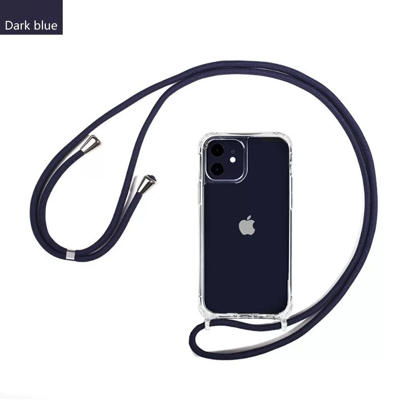 thumbnail image 1 of Crossbody Necklace Cord Lanyard Transparent Hard Case For iPhone 14 13 12 11 Pro Max XS XR X 8 7 Plus 15 Clear Soft Cover, 1 of 5