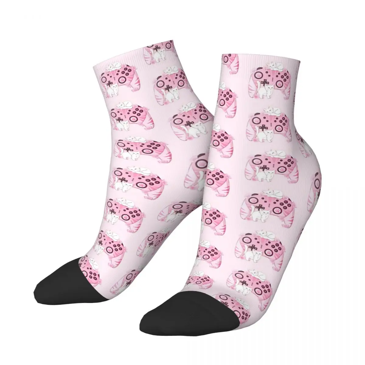 

Kawaii Cats Men's Ankle Socks Game Controller Unisex Street Style Pattern Printed Happy Low Sock Gift