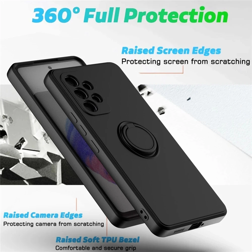 Premium Magnetic Ring Holder Liquid Silicone Case Cover