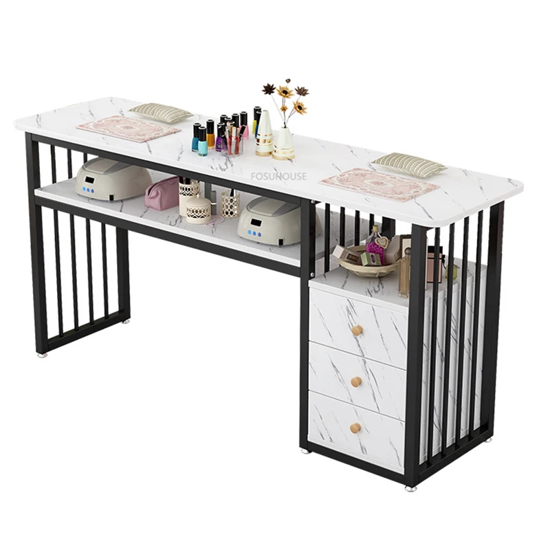 Nordic Wrought Iron Manicure Station for Commercial Furniture Nail Tables Simple Economical Upscale Professional Manicure Table