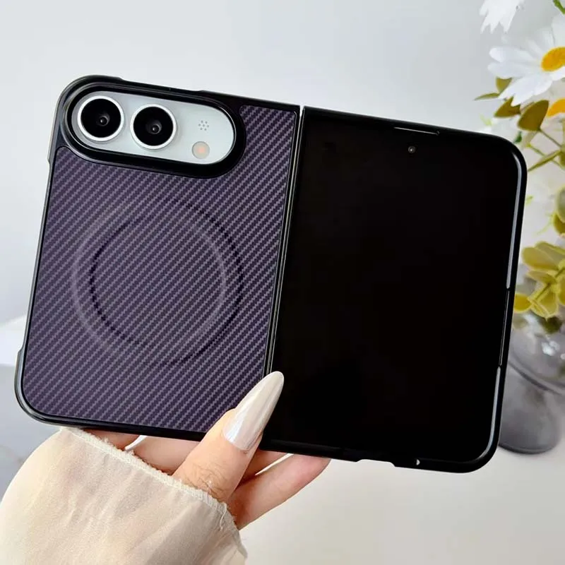 Premium Carbon Fiber Textured Dual-Layer Shock-Absorbing Phone Case with Wireless Charging Support