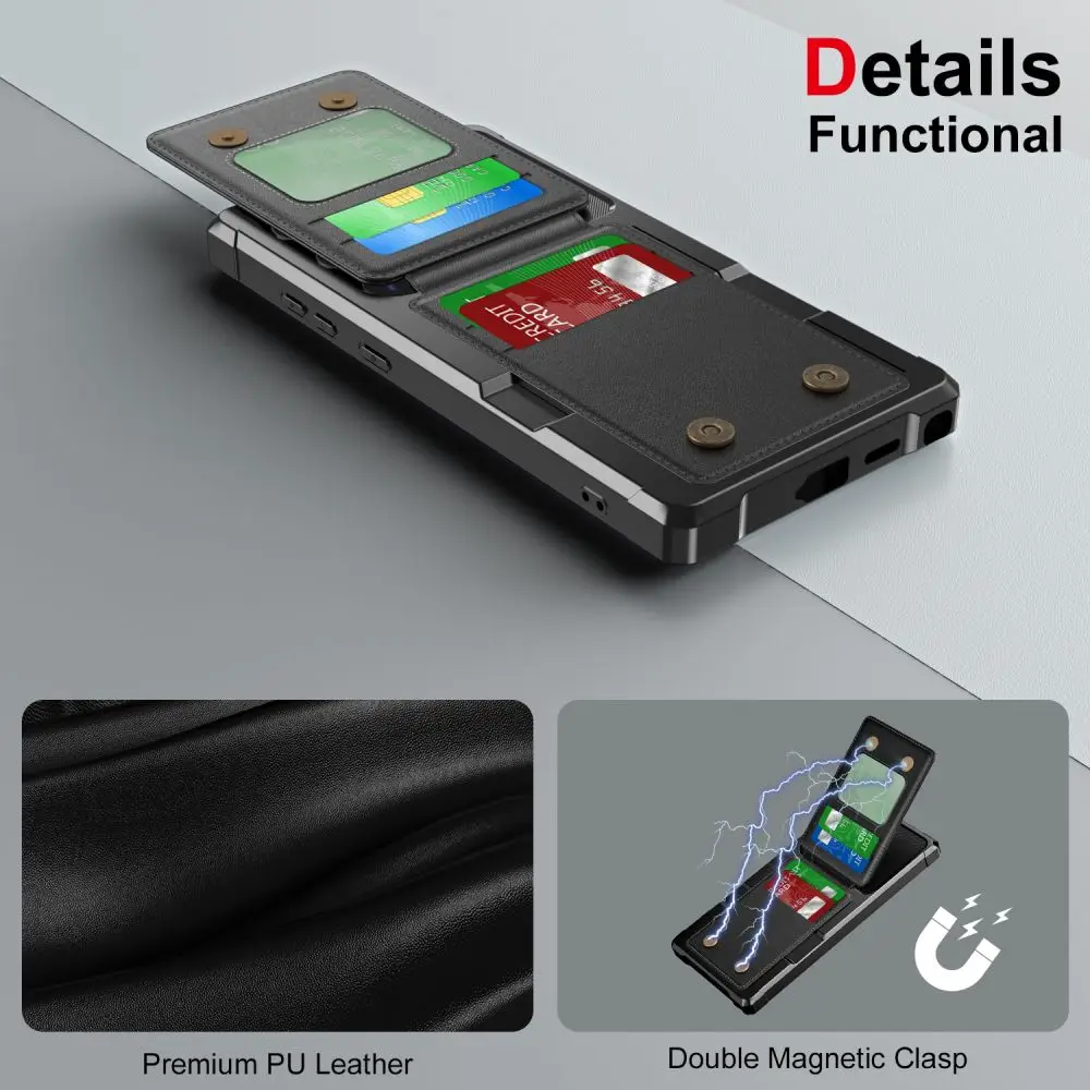 Pung-etui til Samsung Galaxy S24 S23 S22 S20 Ultra Plus FE A34 A54 A53 Læderkortlomme Flipcover Blødt Luftpude-cover_voghion.com