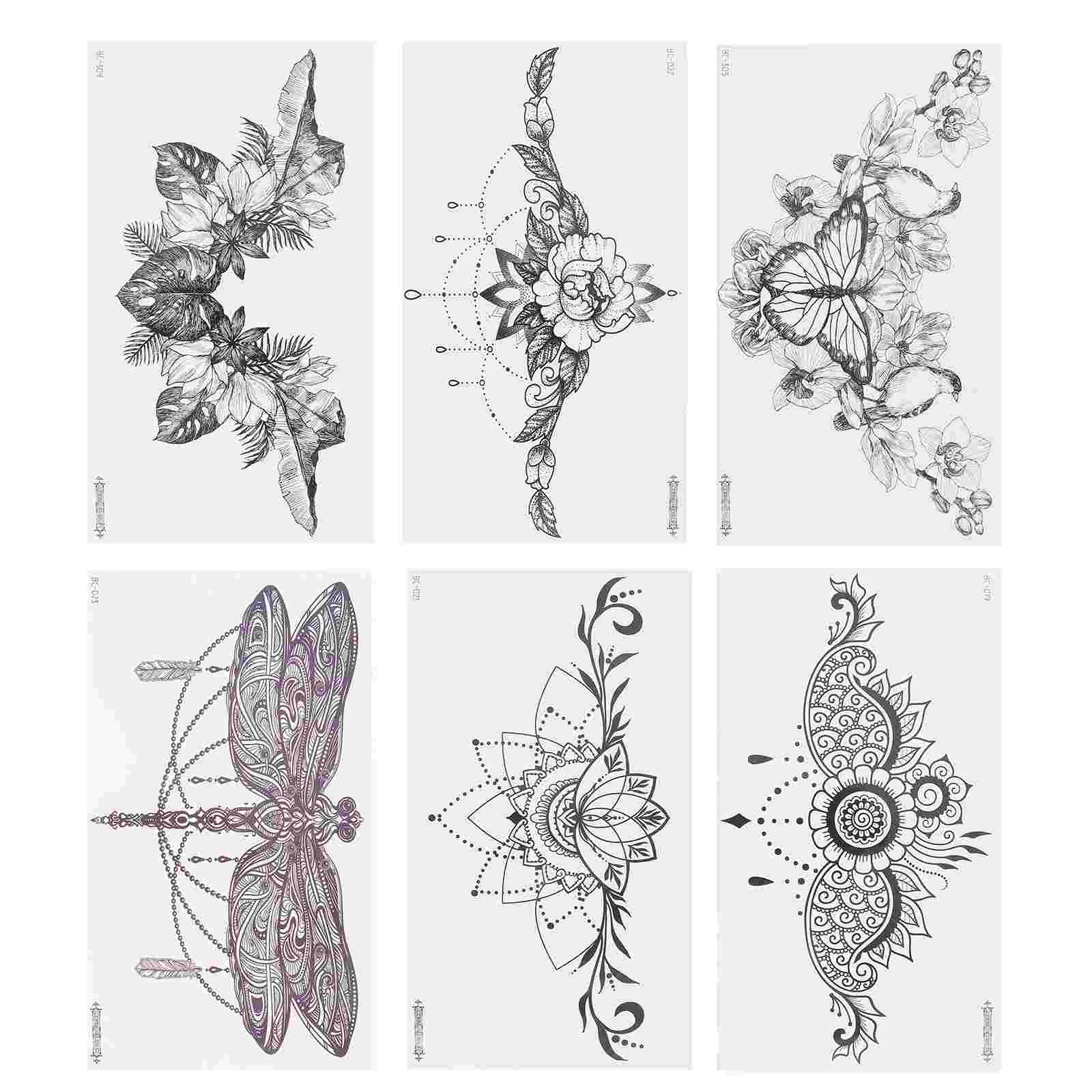 

6 Sheets Face Stickers Sternum Tattoo Breast Body Waterproof Chest Temporary Fake Miss