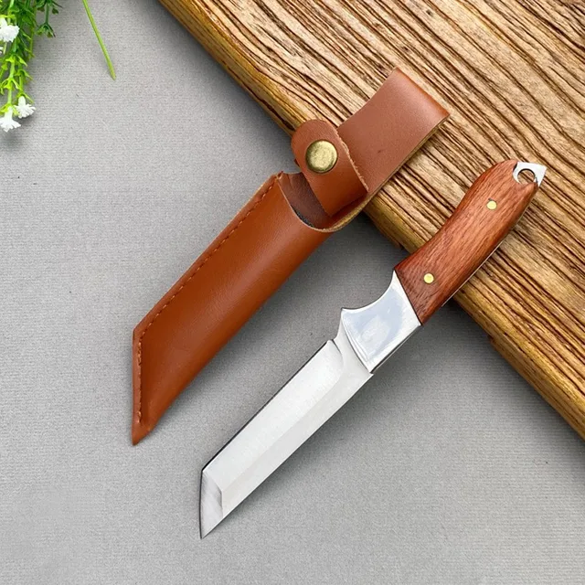 Ao ar livre portátil Sharp Bone Cutting Knife, punho de madeira maciça, faca de carne, cozinha, casa, frutas, Camping, mão Handle, mongol