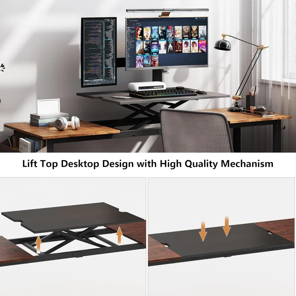 Adjustable Height Standing Desk Whole Piece 71x23 Inch Desktop Home Office Computer Workstation Sit Stand up Desk(71inch) 4