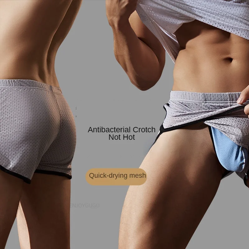 [2pk] Summer Ice Silk Underpants Loose Underwear Men Antibacterial Boxer Pants Ultra Thin Breathable Underpants Prolong Sex Time