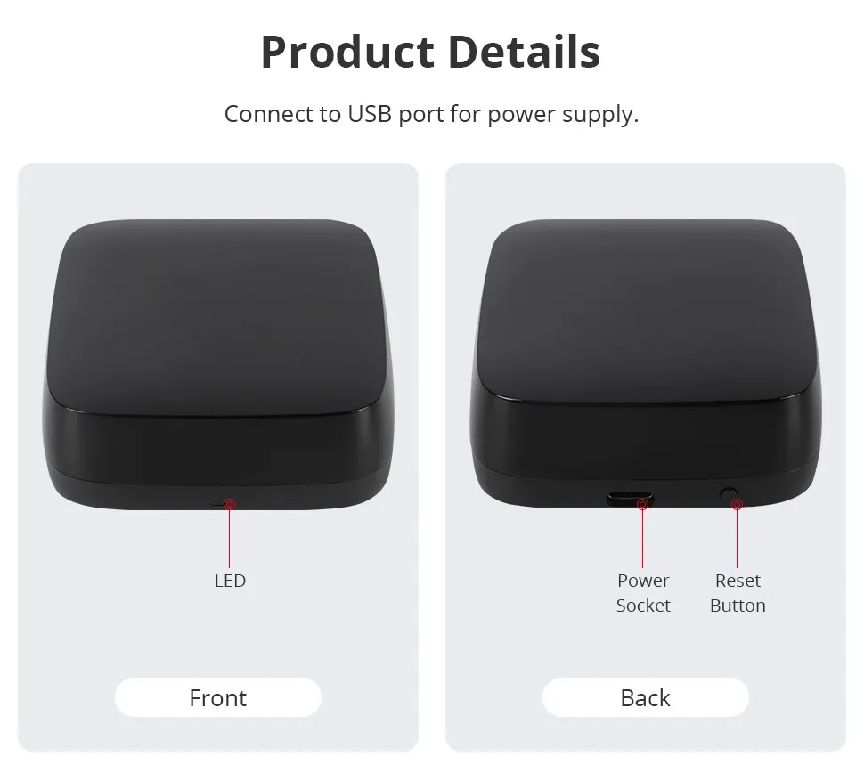 Zigbee IR Remote Control Smart Universal Infrared Remote for Air-con TV Fan DIY