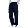 Autumn And Winter New Men Plus Thin Fleece Bunched Feet Tooling Casual Side Pocket Sports Fashion Straight Plus Size Pants 2
