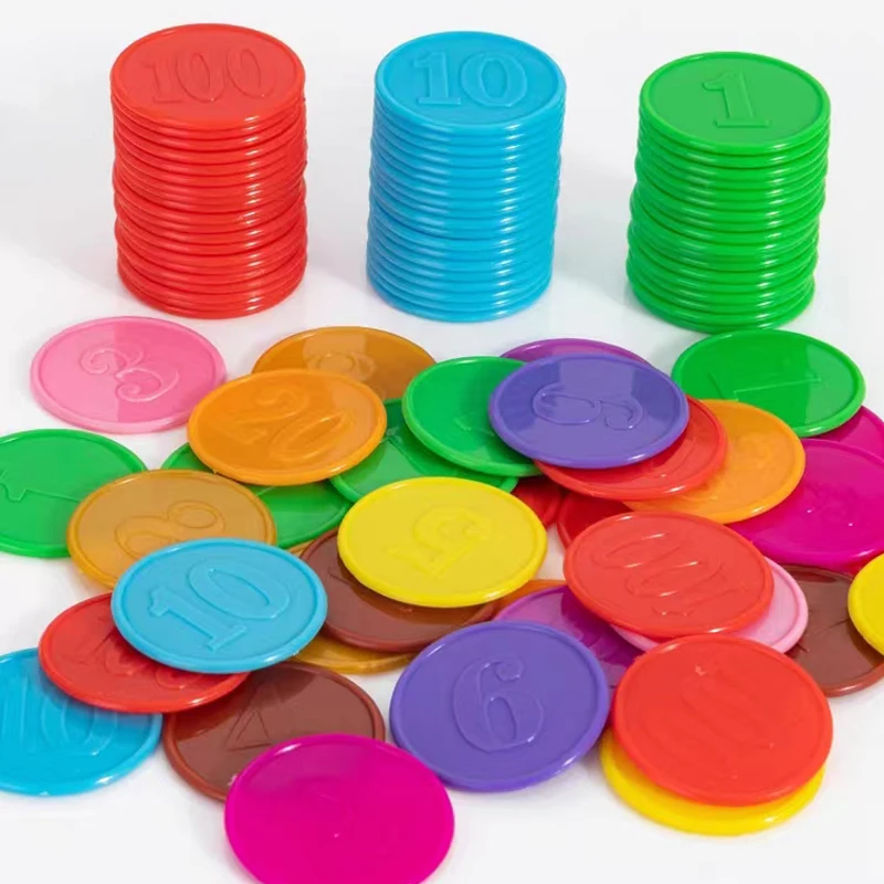 40PcsRoundChipsKidsPlayCoinsMathManipulativesCountingLearning