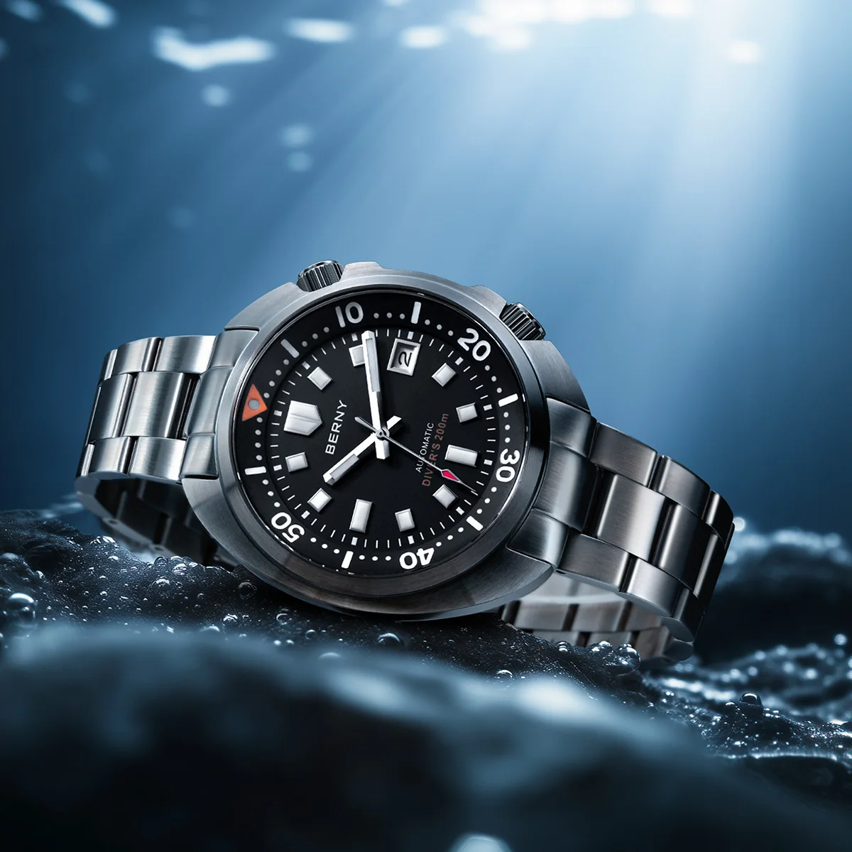 BERNY Automatic Compressor Diver Watch for Men Super Luminous 