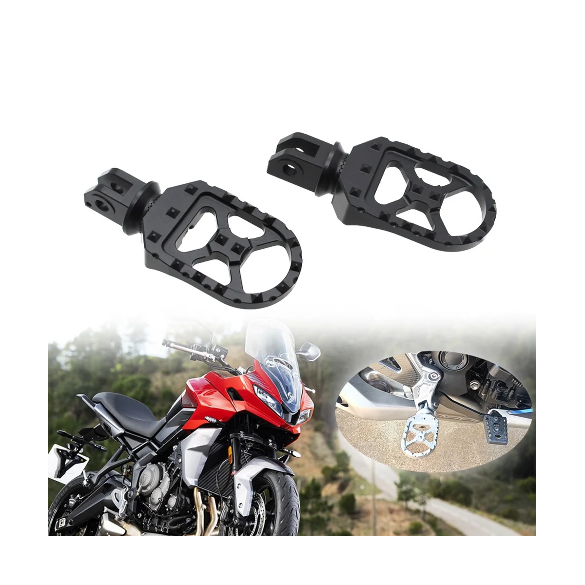 

Motorcycle Adjustable Front Footrest Foot Rest Foot Pegs Fits for Tiger Sport 660 Tiger 660 Tiger660 2022-2023(Silver)