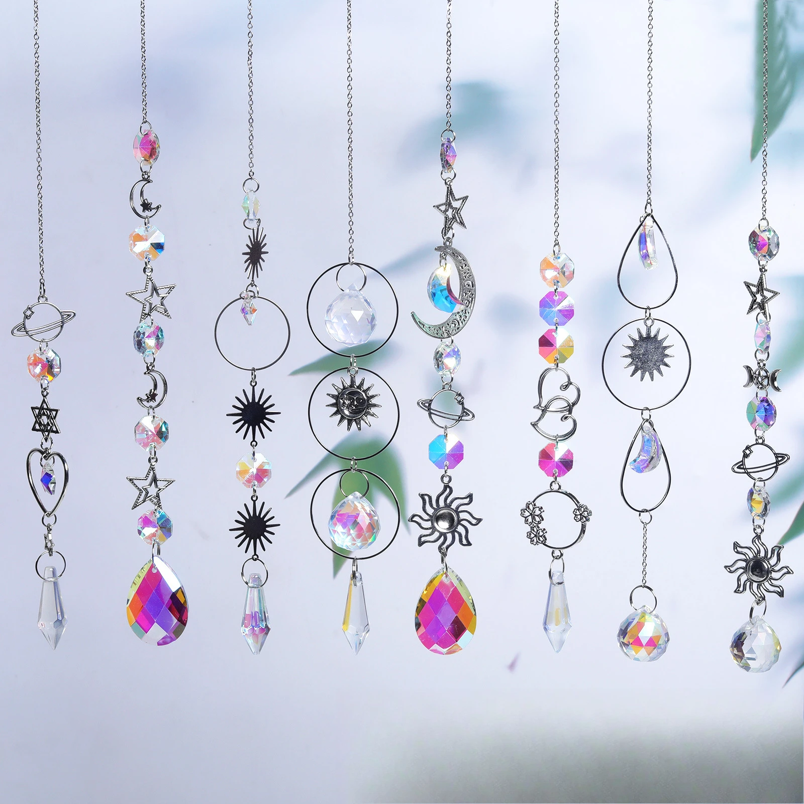 GalaxyStar Moon Crystal Wind Chime Pendant for Home Decor Outdoor Garden Suncatcher Holiday Party Supplies