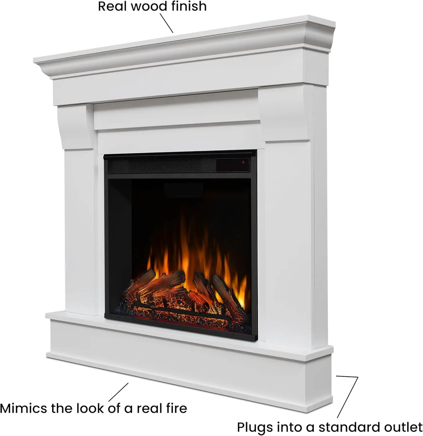 41" Corner Electric Fireplace with Mantel for Living Room or Bedroom, Replaceable Fireplace Insert Heater, Remote Control, Timer 3