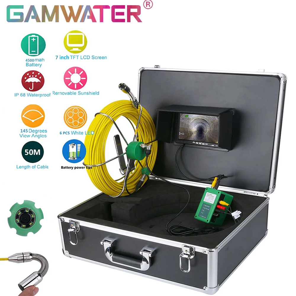 

Видеокамера-эндоскоп с 7-дюймовым ЖК-дисплеем, 1000 ТВЛ, водостойкая, IP68