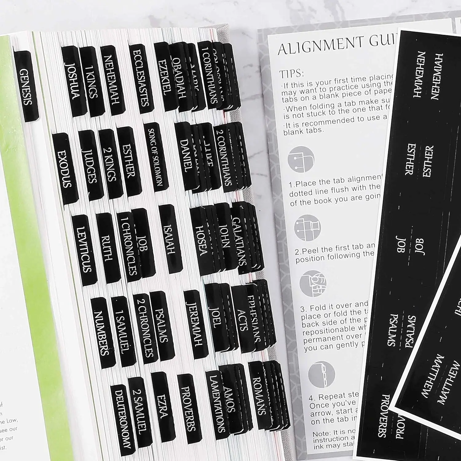 Reposition Laminated Bible Tabs Large Print Stickers Easy to Read and Apply Bible Tabs for Women and Man Black 5