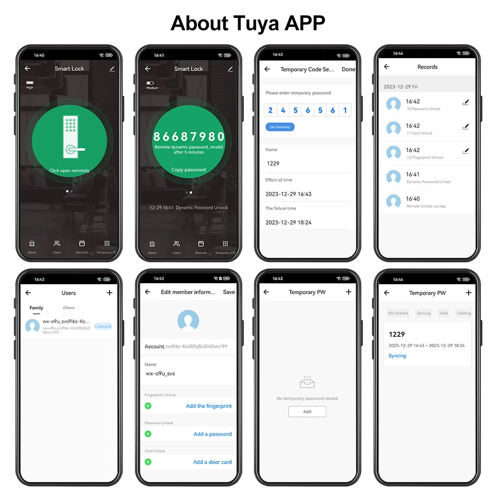 WIFI tuya APP biometrické daktyloskopie chytrá dveře zamknout heslo RFID IC karta bezklíčové daleký unlocking mrtvého šroub elektronická zámků
